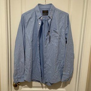 Primark Blue Collared Casual Button Down Long Sleeve Shirt - Size L
